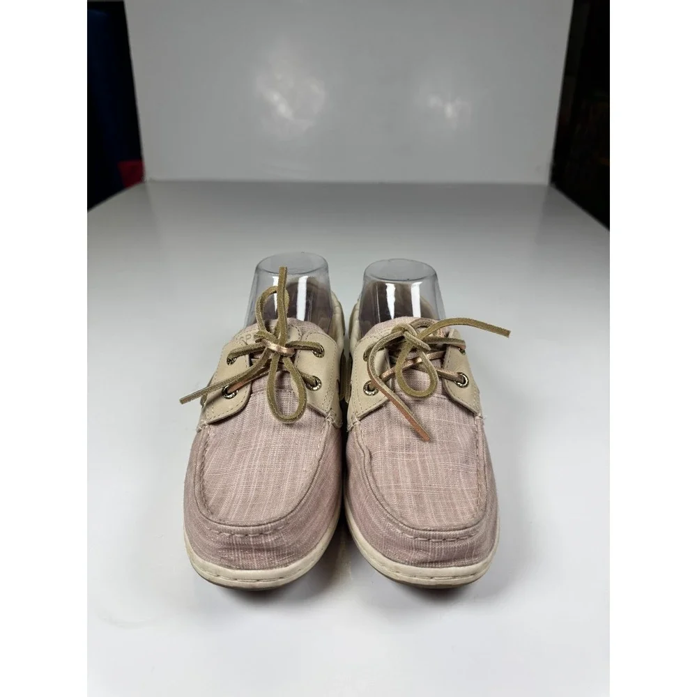 Sperry Koifish STS86519 Womens 7.5 Linen Pink Sparkle Moc Toe Lace Up Boat Shoes